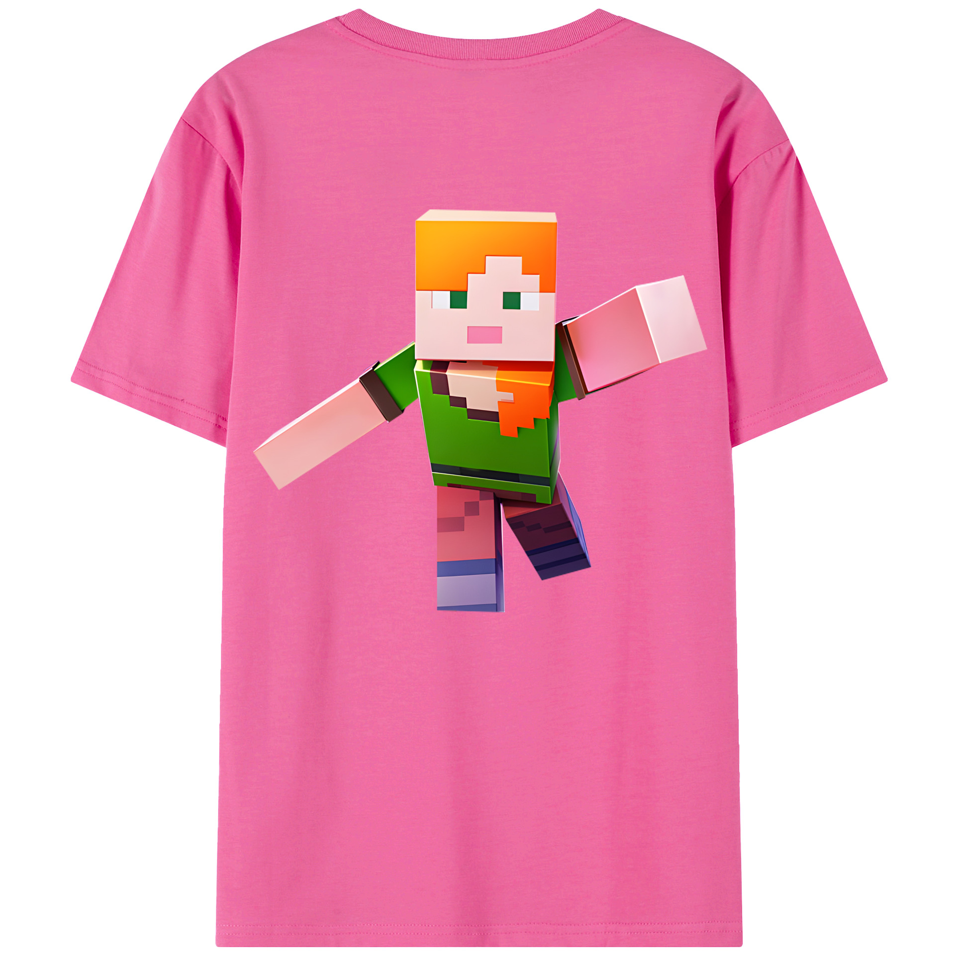 （画像用） マインクラフト ブロックの世界 Minecraft MC Block world レディース半袖Tシャツ(バックプリント)